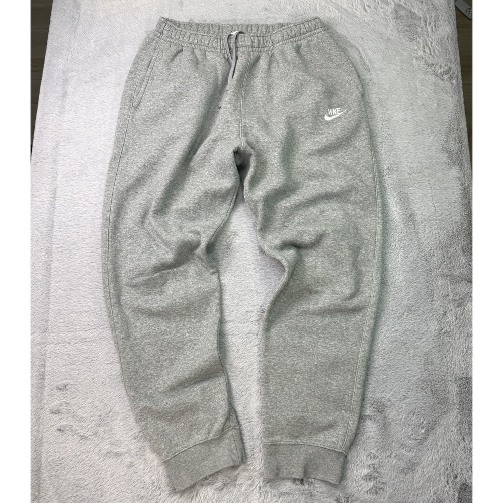 Nike Fleece Jogger Pants Mens Size LT Large Tall Gray Drawstring Tapered Leg